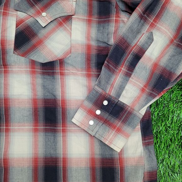 Vintage Ely-Cattleman Pearl Snap Shirt XL 25x32 Shadow Plaid - Picture 10 of 12